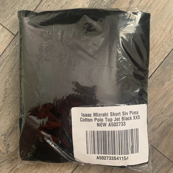 NWT ISAAC MIZRAHI SHORT SLEEVE PIMA COTTON POLO TOP JET BLACK XXS - Picture 8 of 10